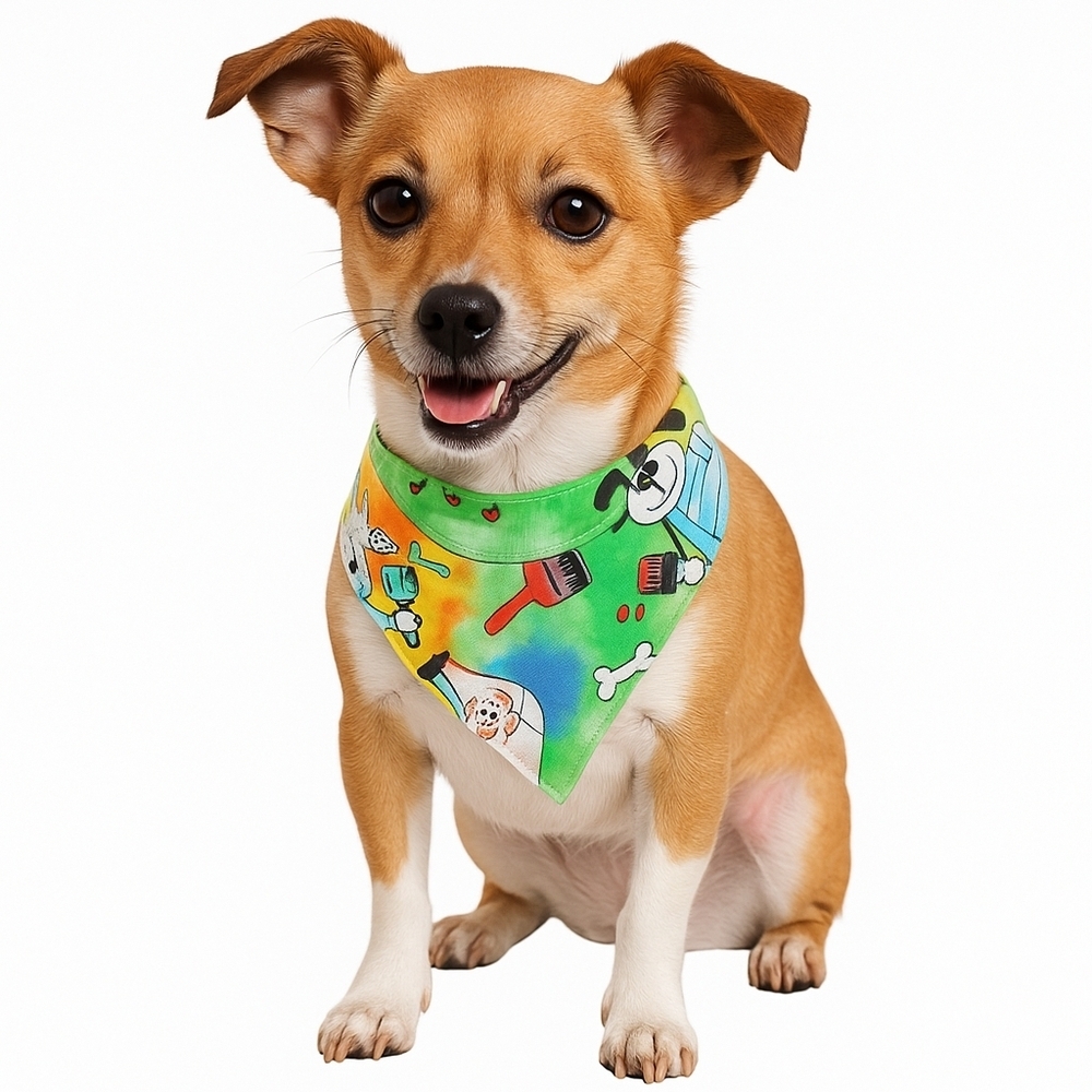 Handcrafted Reversable & Adjustable Doggy Bandana Size Small 15-17 Inches NWOT